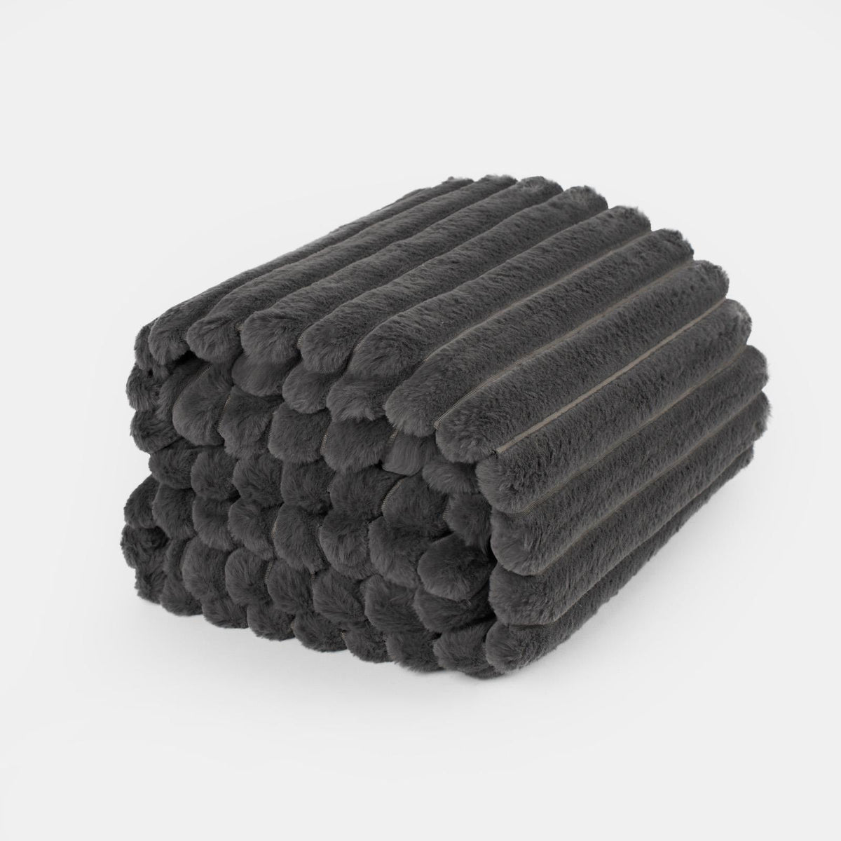 OHS Faux Fur Ribbed Fleece Throw Over Bed Blanket Warm Supersoft