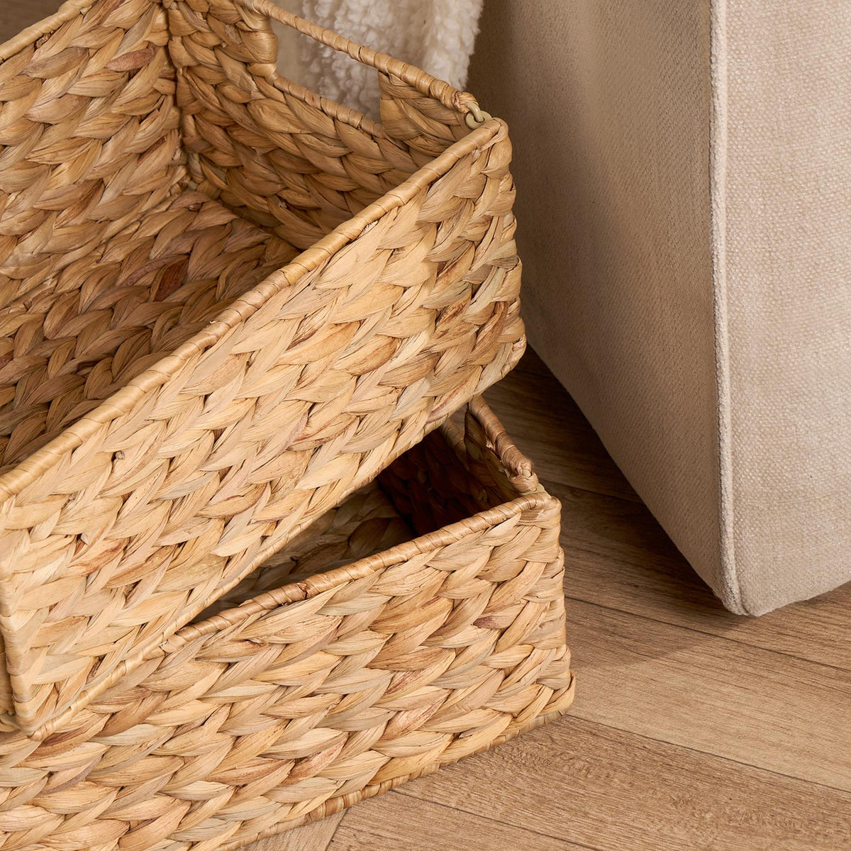 Natural Storage Cube Folding Rope Organiser Woven Wicker Hamper Strong Eco Box
