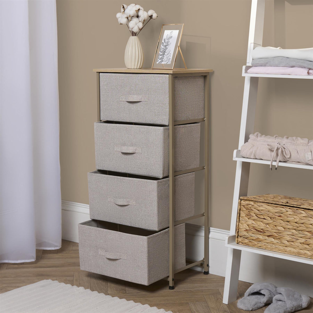 OHS Fabric Cabinet Bedside 2/3/4/5/6 Drawers Storage Unit Clothes Home Organiser