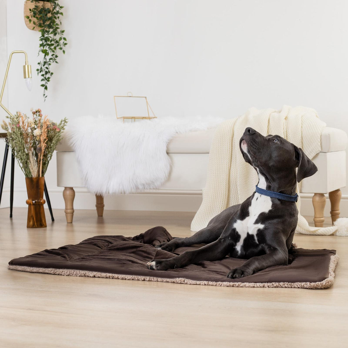OHS Quilted Pet Blanket Soft Sherpa Fleece Animal Dog Cat Throw