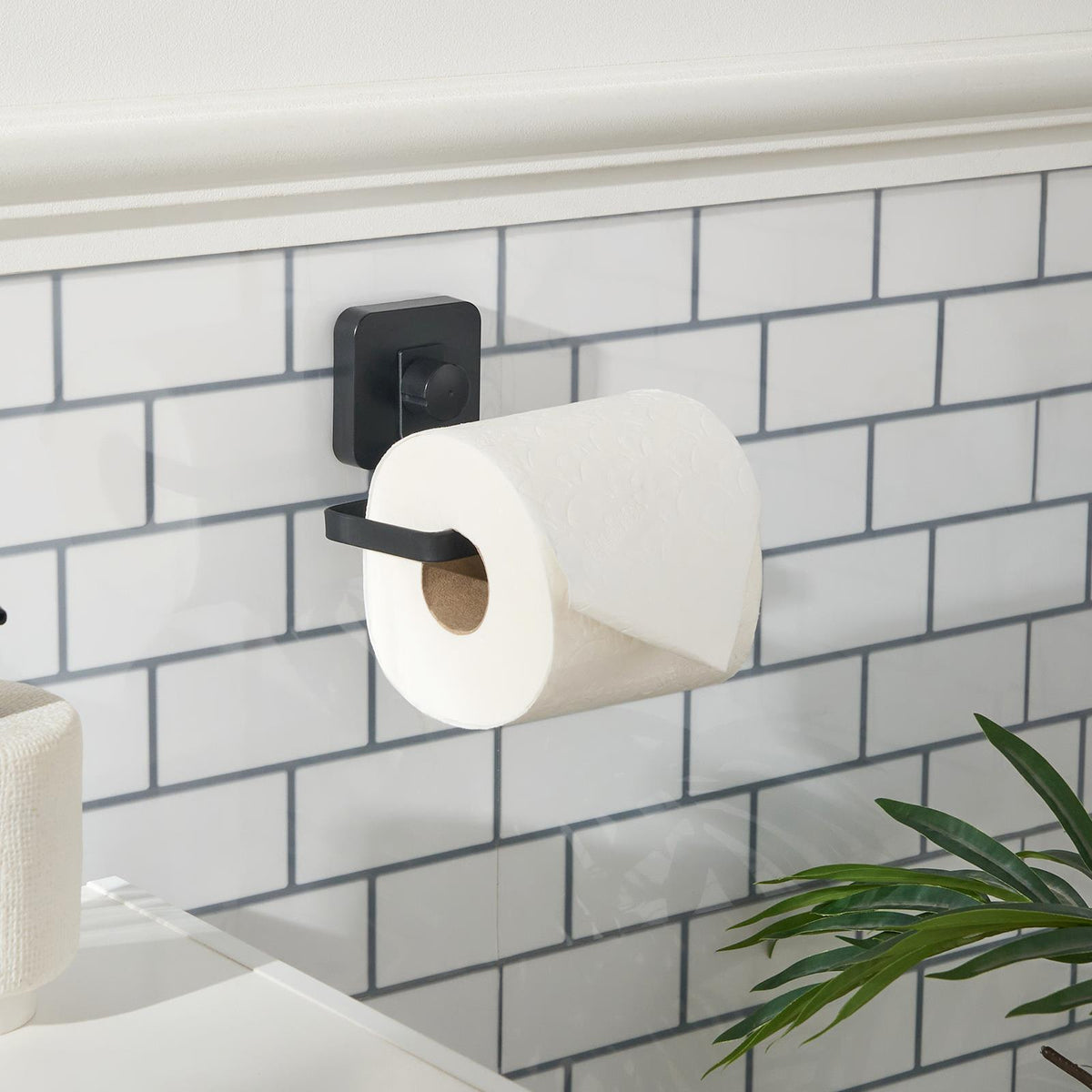 OHS Toilet Roll Holder Suction Tissue Paper Organiser Rust Resistant Metal