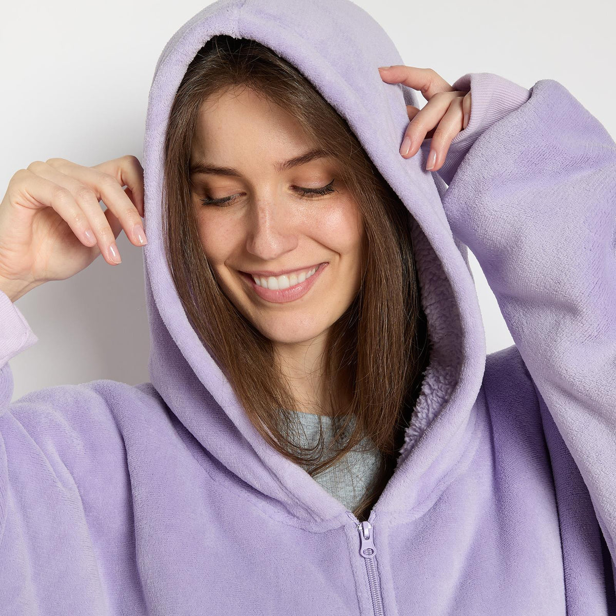 OHS Zip Up Hoodie Blanket Oversized Sherpa Fleece Thermal Sweatshirt Jumper
