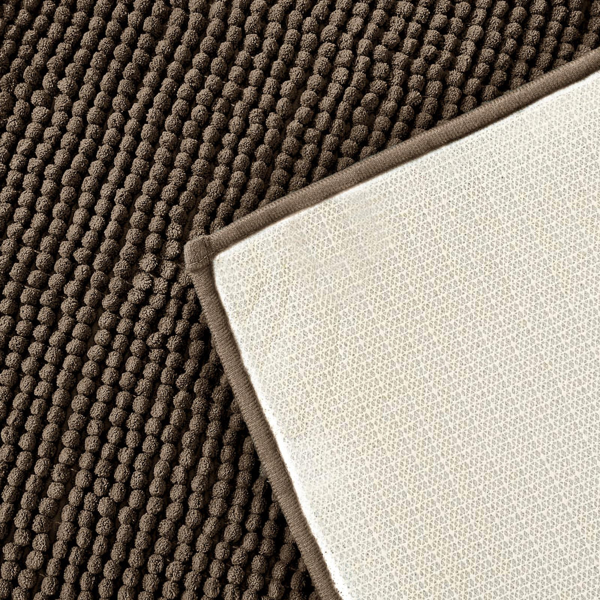 Brentfords Noodle Bath Mat Non Slip Shower Soft Highly Absorbent Chenille Shaggy