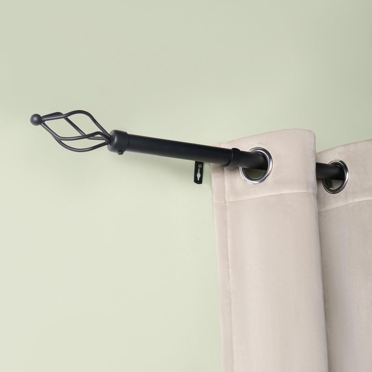 OHS 120-200cm Curtain Pole Extendable Metal 28mm Ball Trumpet Twist Finnials