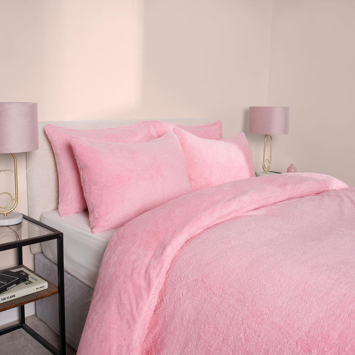 OHS Teddy Fleece Duvet Cover with Pillow Case Thermal Warm Bedding Set