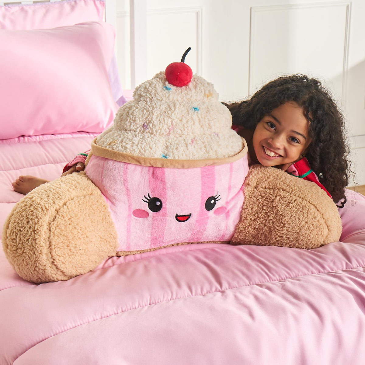 OHS Character Cuddle Cushion Soft Fleece Reading Pillow with Arms Bed Chair
