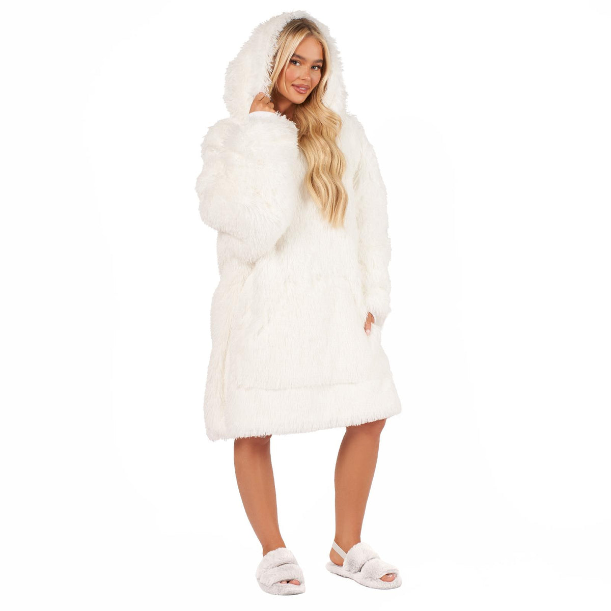 Sienna Fluffy Shaggy Hoodie Blanket Oversize Sherpa Plush Fleece Warm Soft Throw