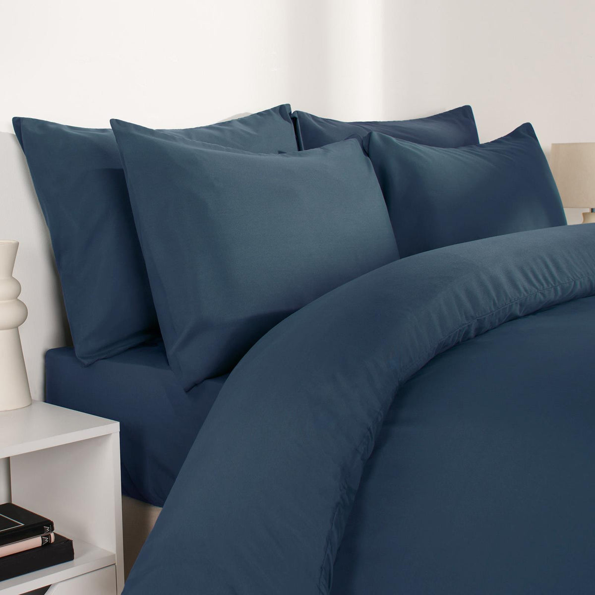 OHS Plain Duvet Cover & Pillowcase Reversible Bedding Set OR Fitted Sheet