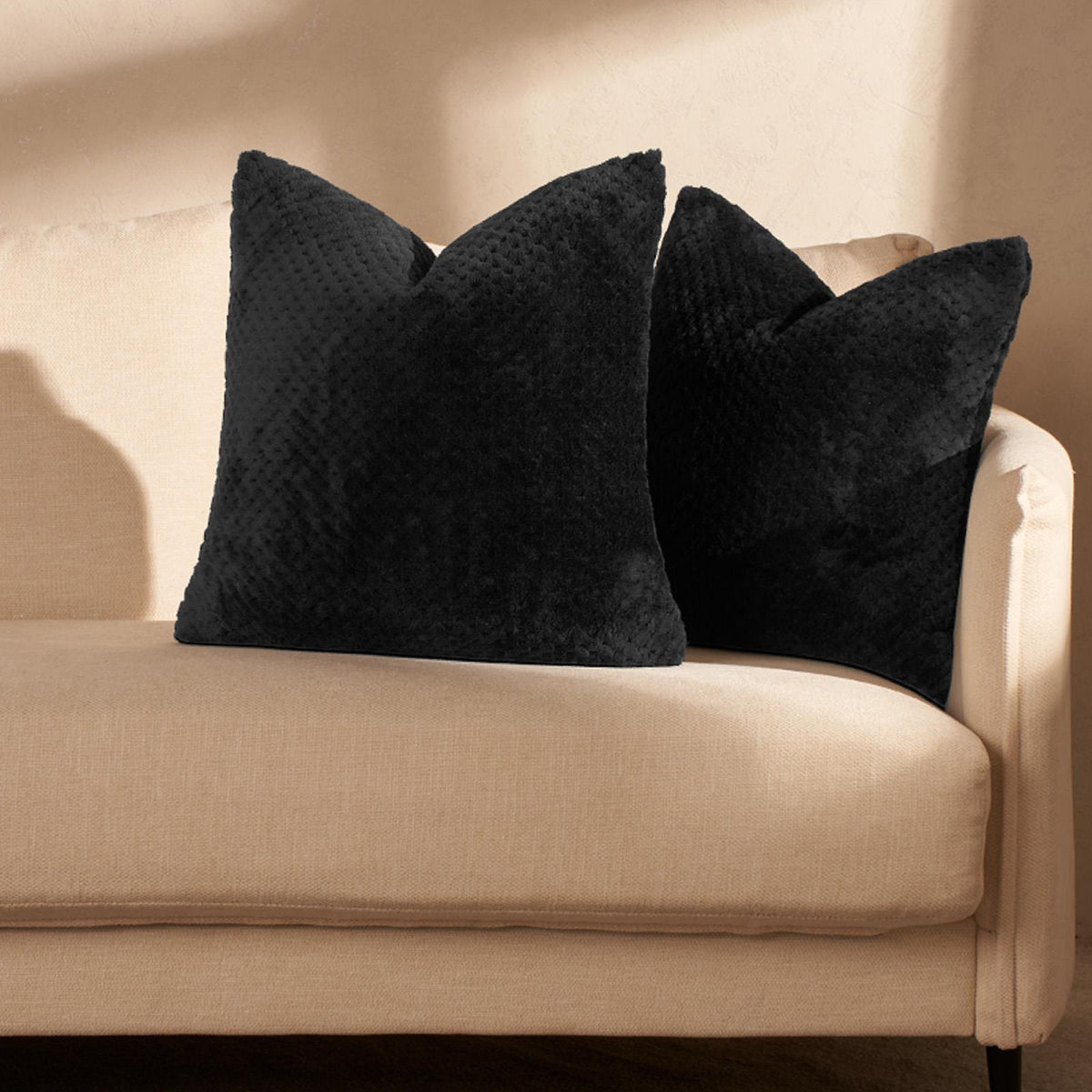 OHS Waffle Fleece Cushion Covers 2/4 Pack Soft Filler Decor