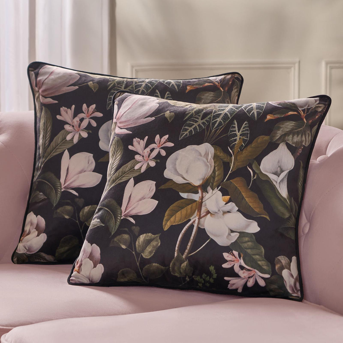 Floral Cushion Covers 2/4 Pack Sofa Couch Chair Filled Plump Seat Pads Decor Set