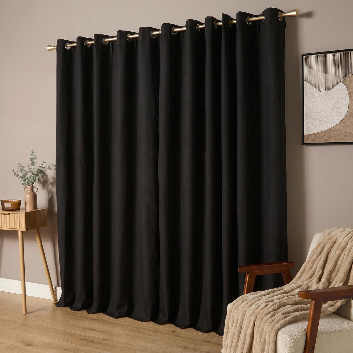 OHS Eyelet Blackout Curtains Woven Ready Made Ring Top Thermal Texture Thick
