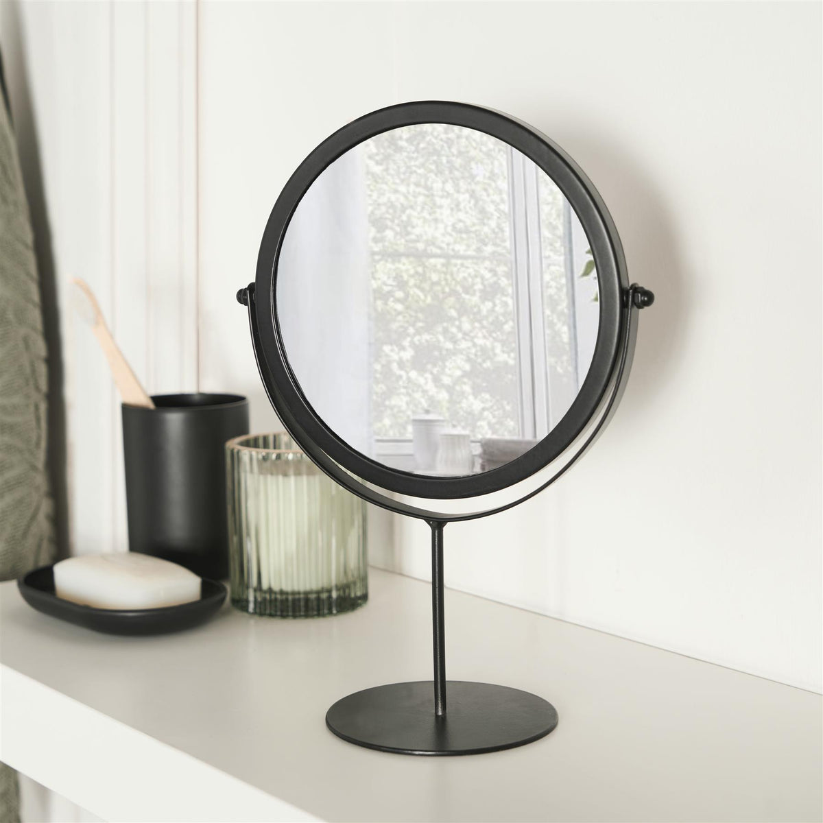 Bathroom Mirror Round Accessories Free Standing Vanity Stainless Steel Bedroom
