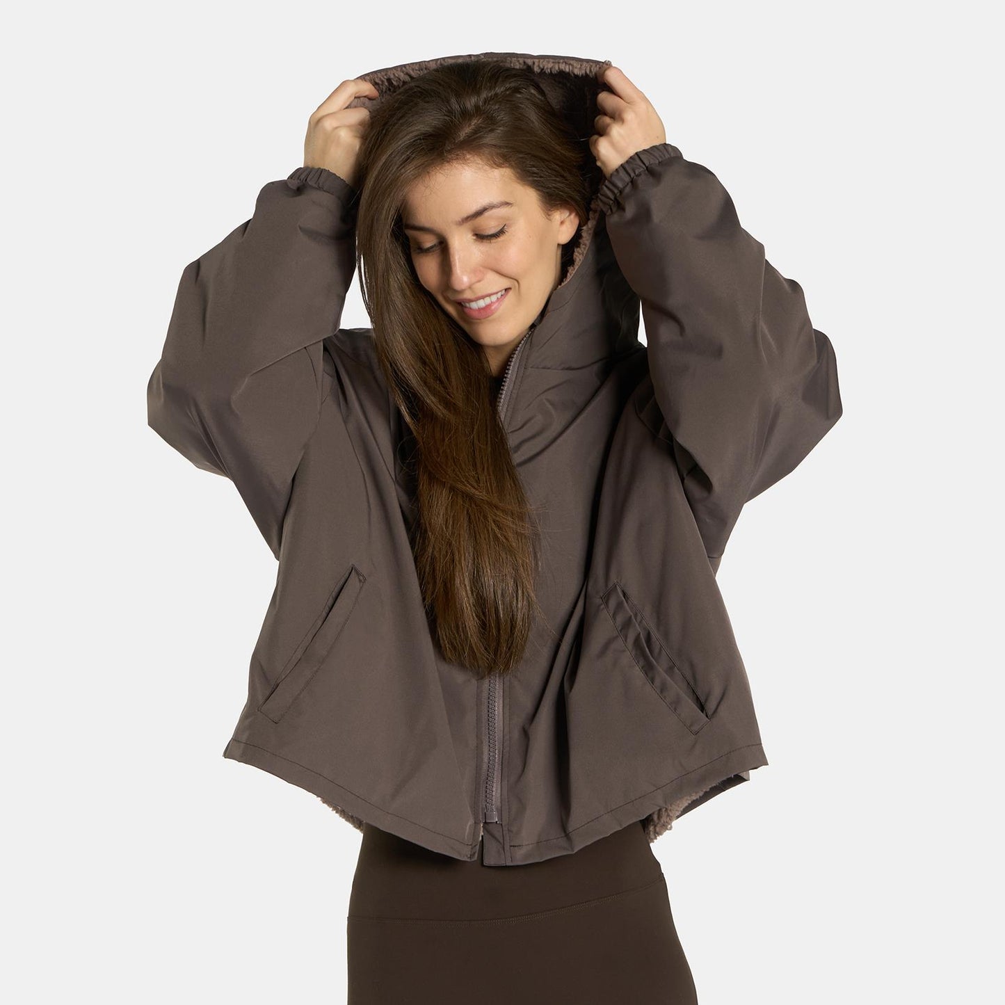 OHS Plain Drying Changing Robe Sherpa Water Resistant Cropped Jacket Outerwear
