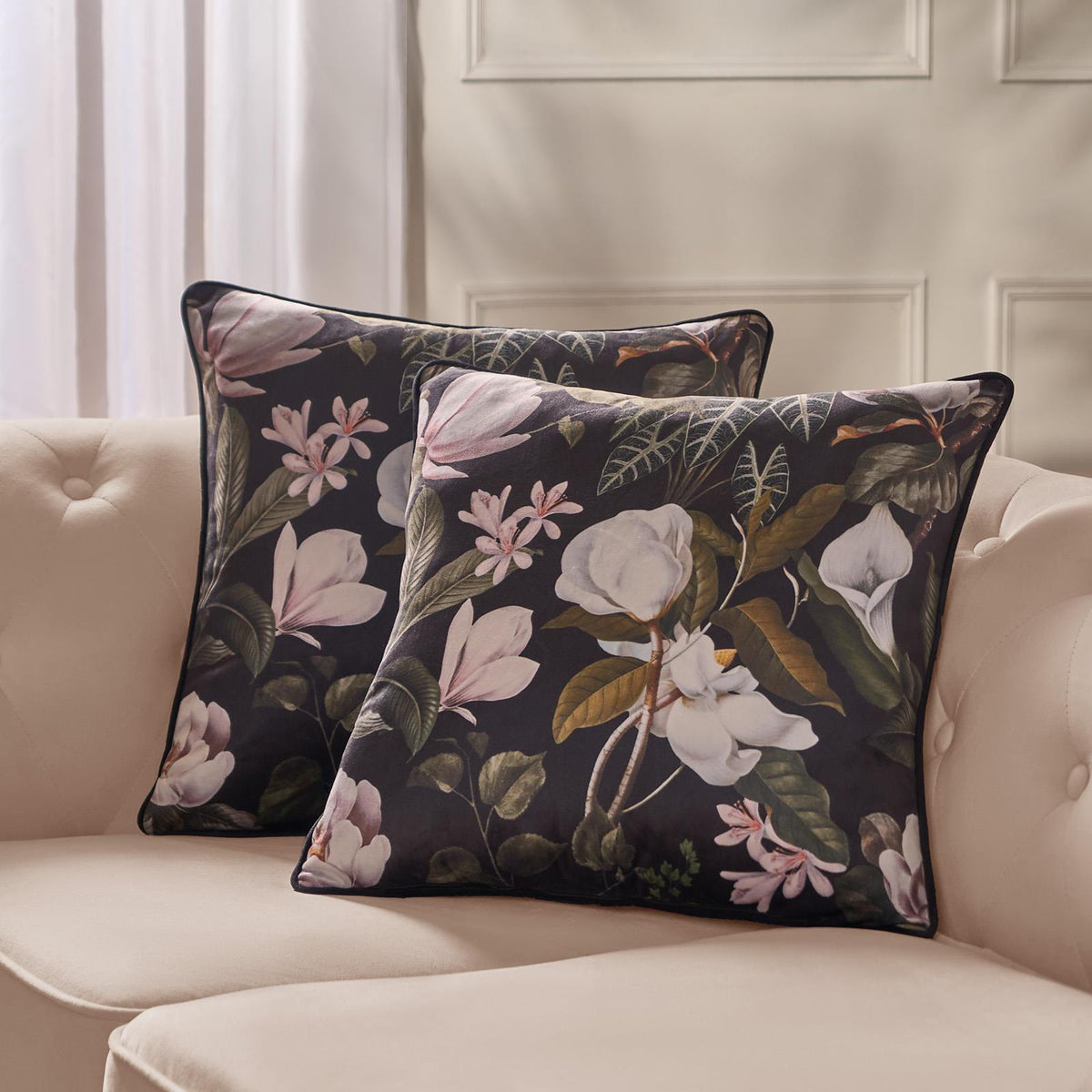 Floral Cushion Covers 2/4 Pack Sofa Couch Chair Filled Plump Seat Pads Decor Set