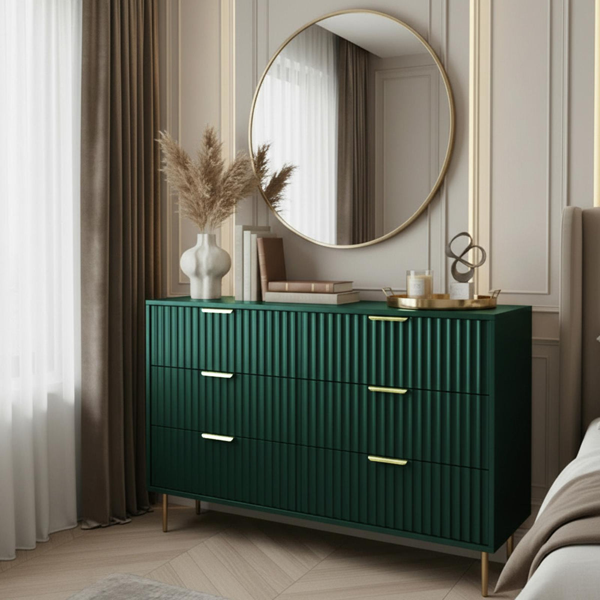 OHS Ribbed Drawer Unit Bedside Table 3/4/5/6 Draw Cabinet Nightstand Sideboard