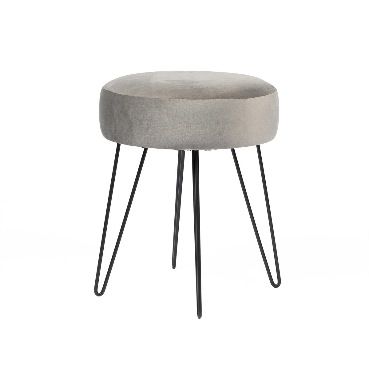 Dressing Table Stool Velvet Round Makeup Vanity Seat Chair Metal Legs Pouffe