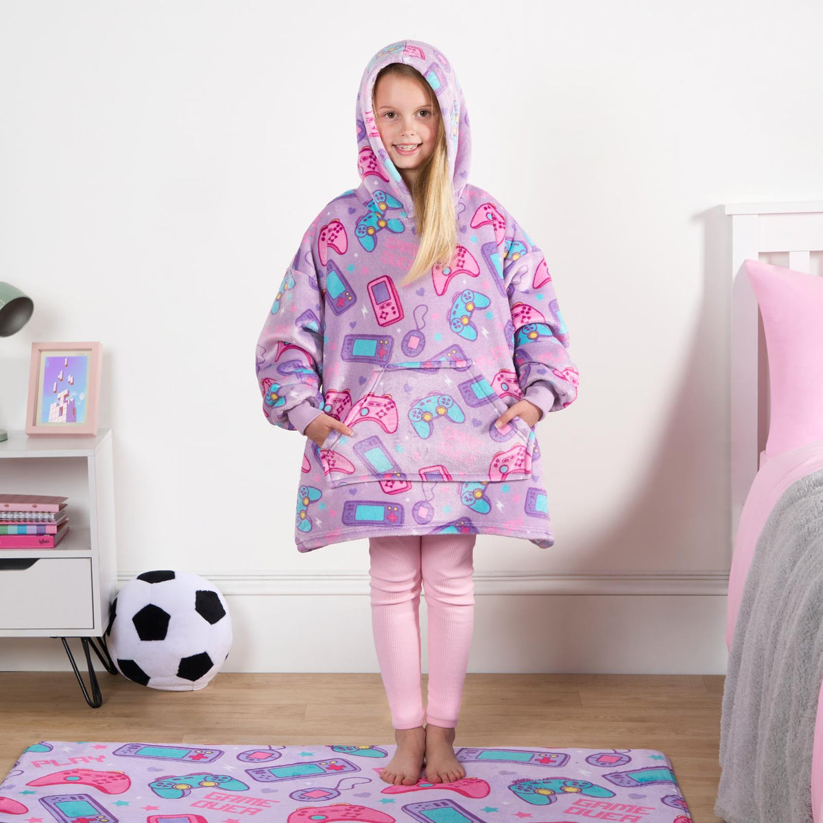 Gaming Hoodie Blanket Sherpa Fleece Throw Sweatshirt Oversized Warm Plush Soft