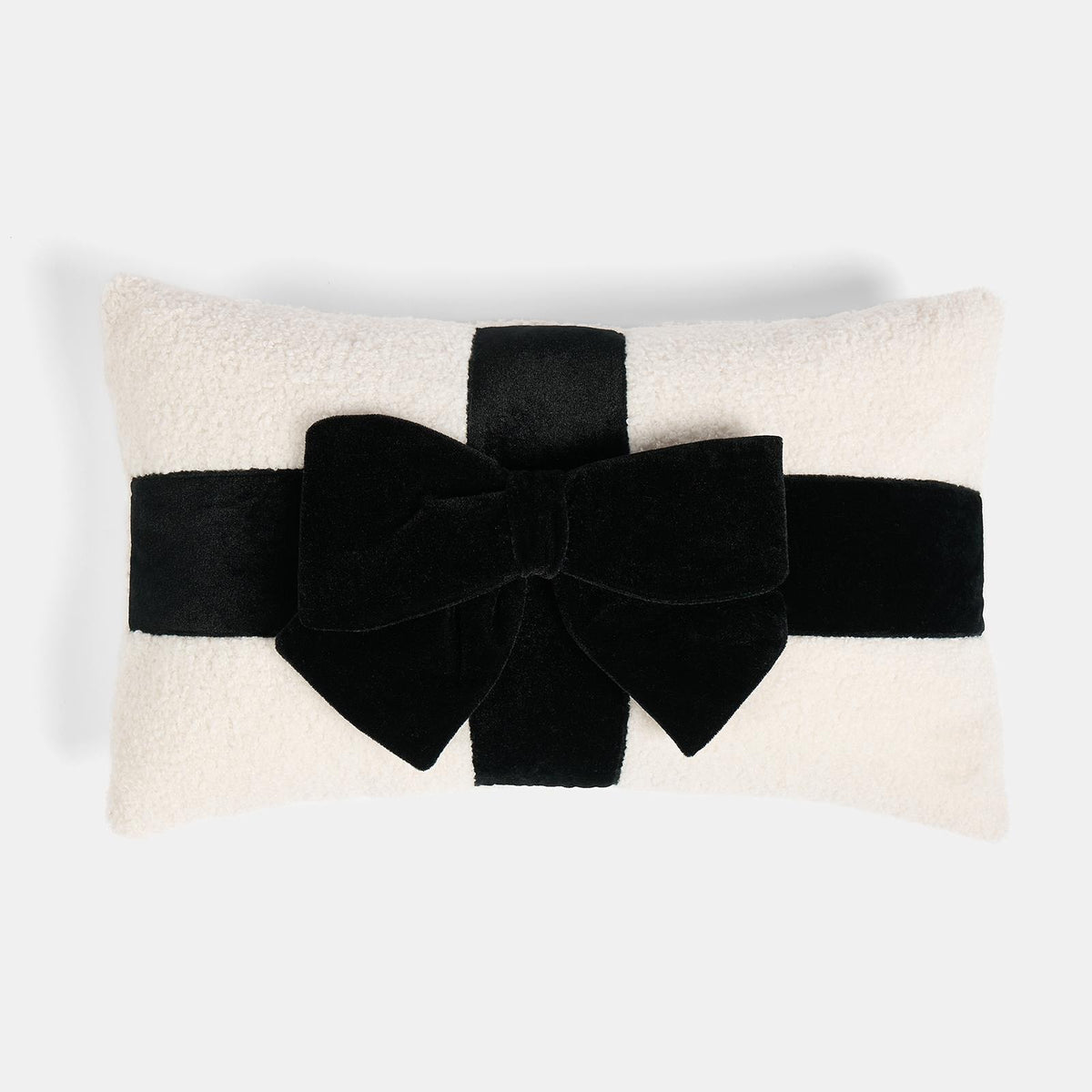 OHS Bow Wrapped Cushion Boucle Gift Decorative Novelty Filled Scatter Pillow