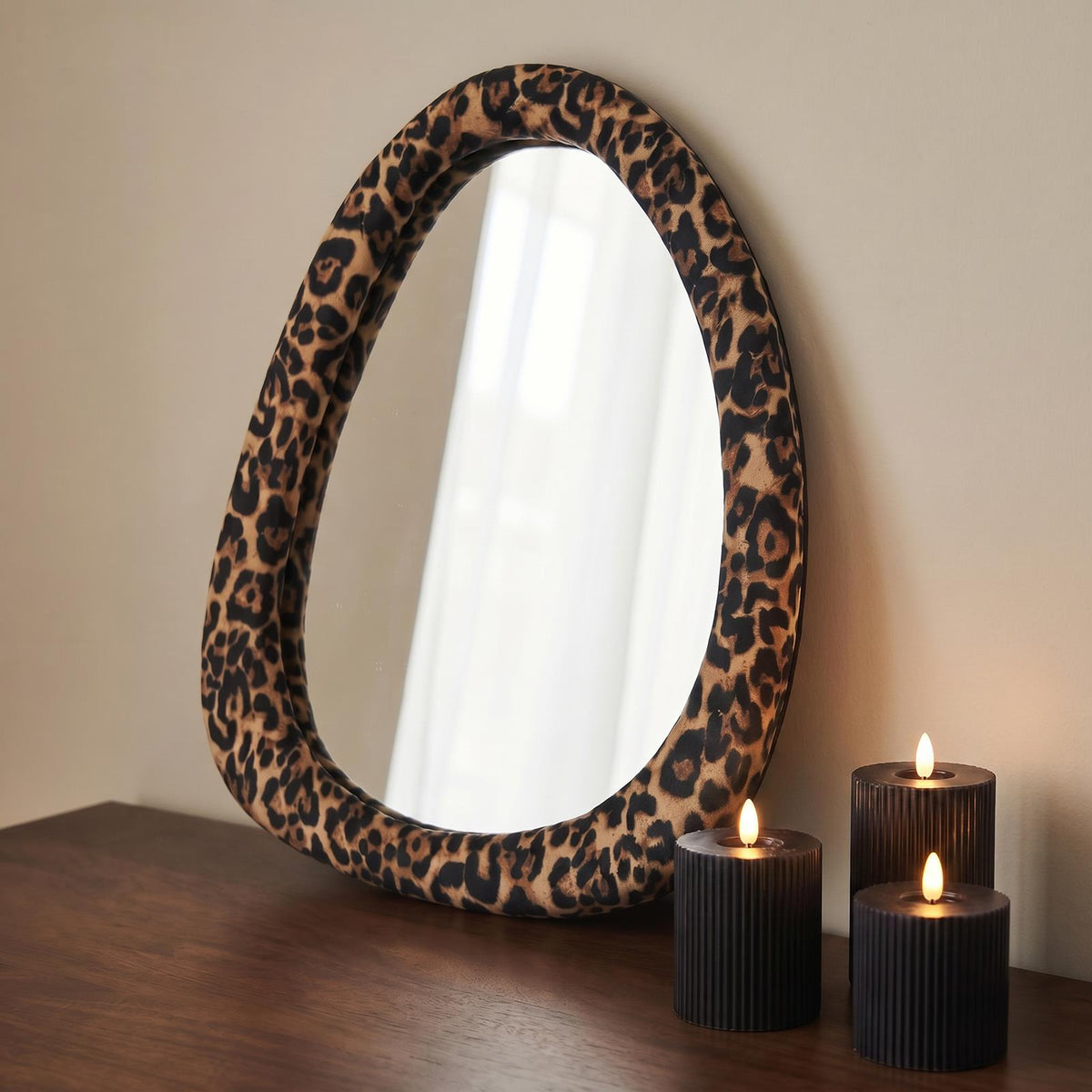 OHS Wall Mirror Matte Velvet Irregular Home Decor Vanity Living Room Bedroom