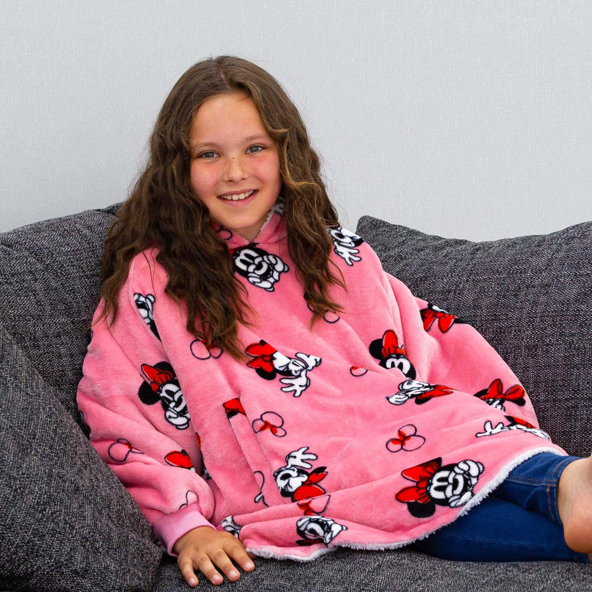 Minnie Mouse Hoodie Blanket Oversized Wearable Soft Sherpa Fleece Throw, Pink