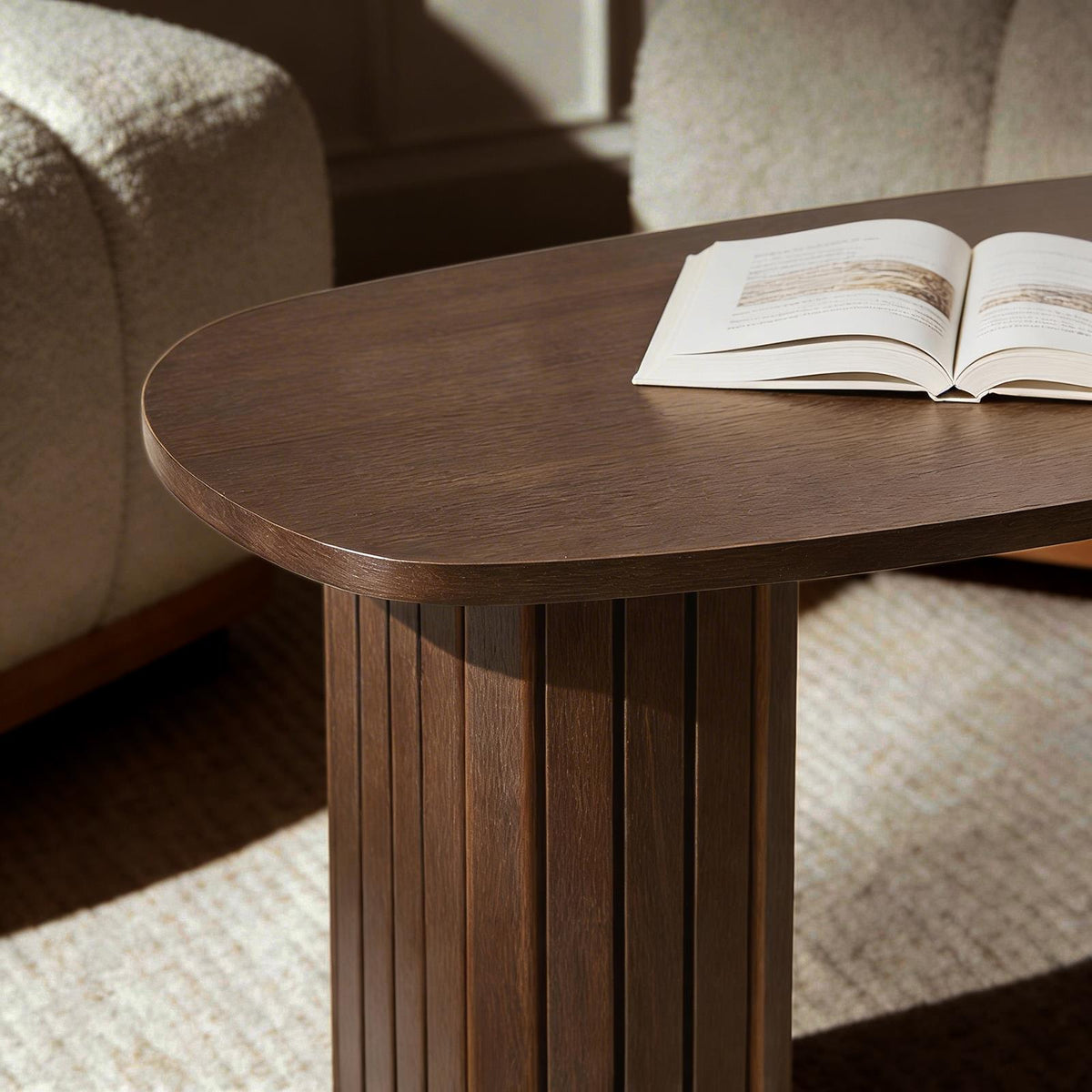 OHS Madison Coffee Table Ribbed Engineered Wood Side End Desk Home Decor