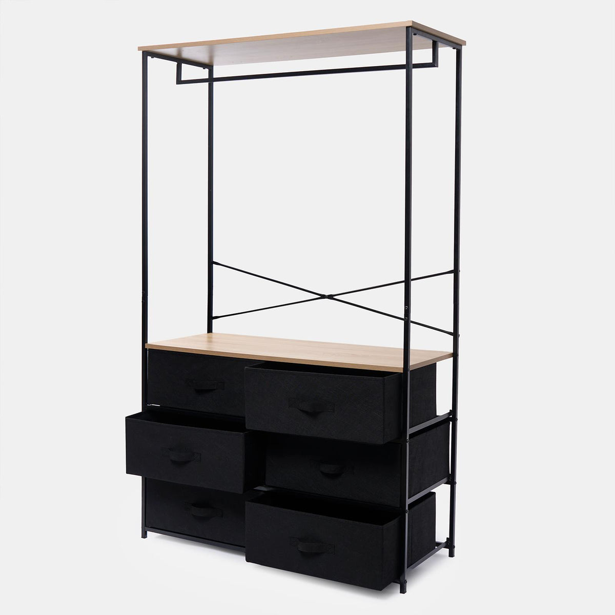 Cabinet Rail Wardrobe Open Home 6 Drawer Coat Hanger Storage Clothes Organiser