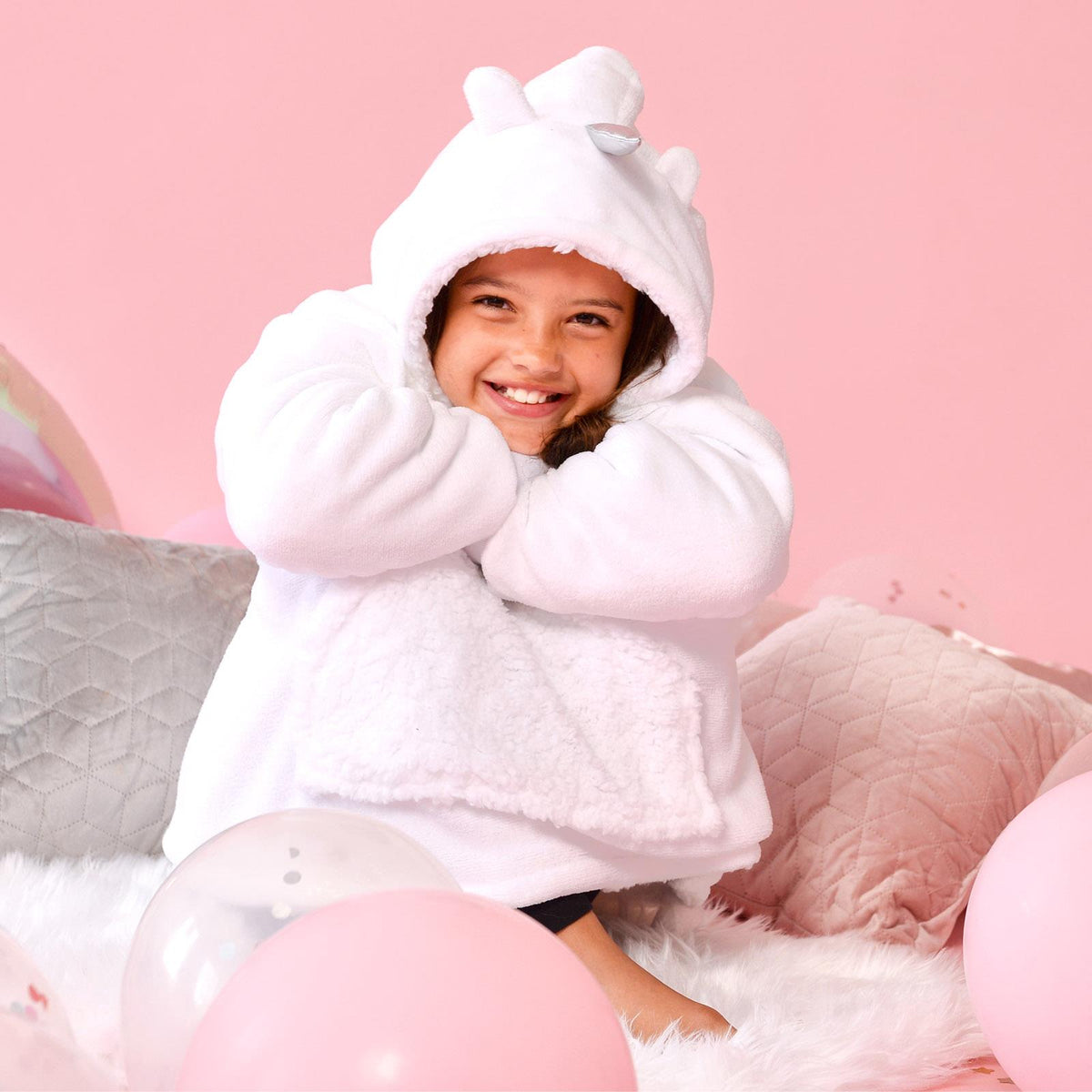 Kids Hoodie Blanket Oversized Sherpa Fleece Jumper Sweatshirt Soft Warm Throw