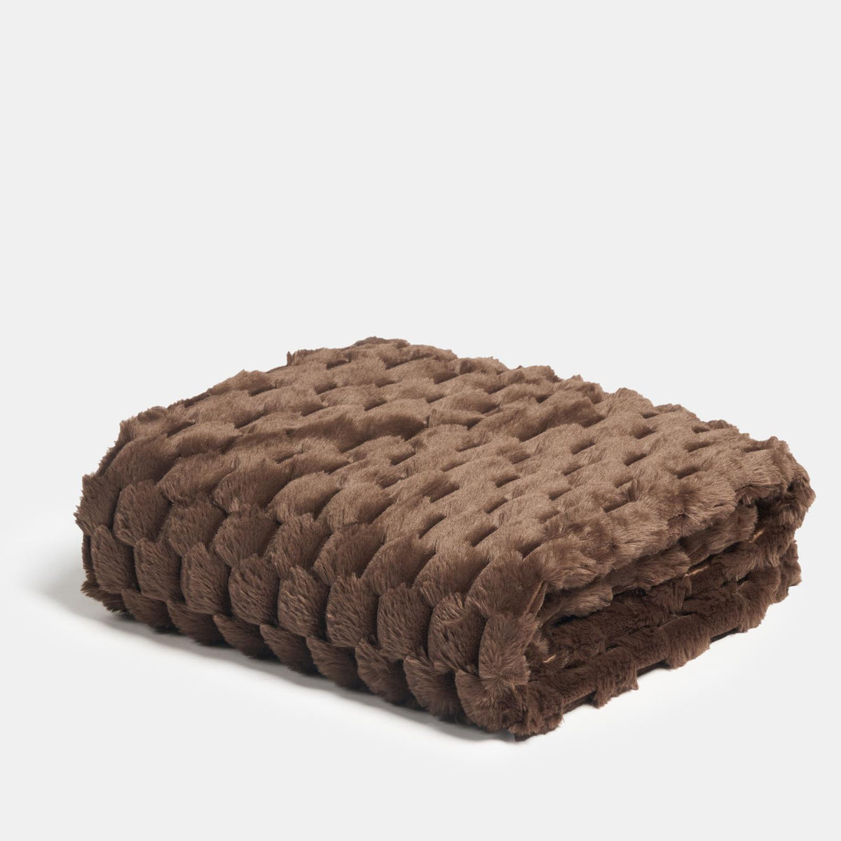 OHS Waffle Throw Bed Blanket Faux Fur Supersoft Warm Fleece Cosy Plush