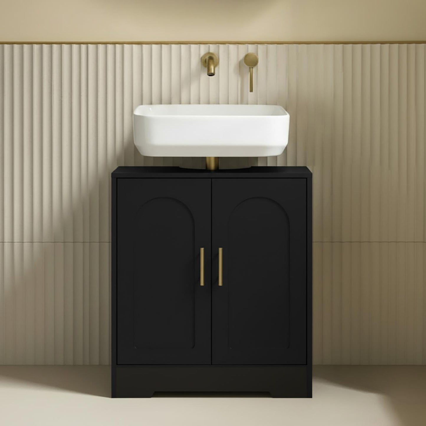 OHS Arch Under Sink Bathroom Cabinet with 2 Doors Wooden Under Basin Storage