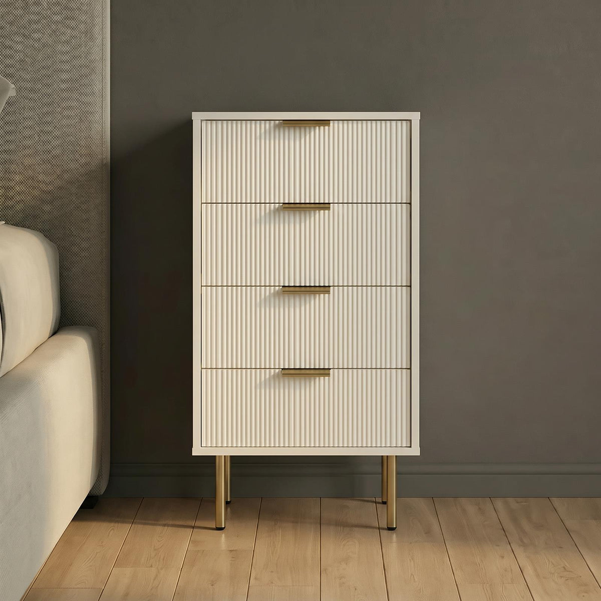OHS Ribbed Drawer Unit Bedside Table 3/4/5/6 Draw Cabinet Nightstand Sideboard