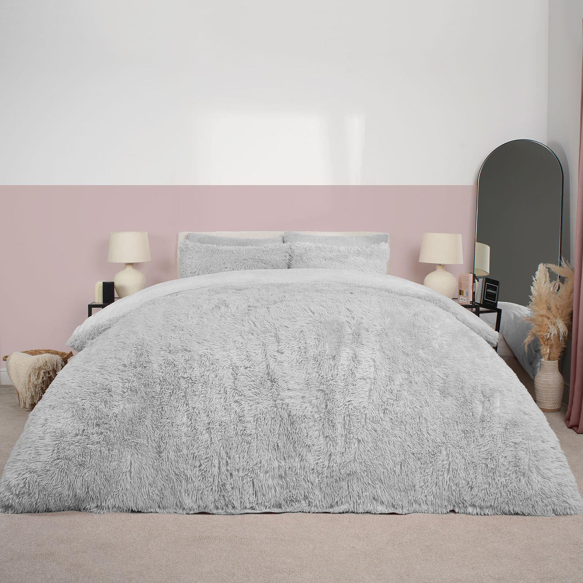 OHS Teddy Bedding Set Soft Fleece Faux Fur Fluffy Cosy Warm Duvet Cover