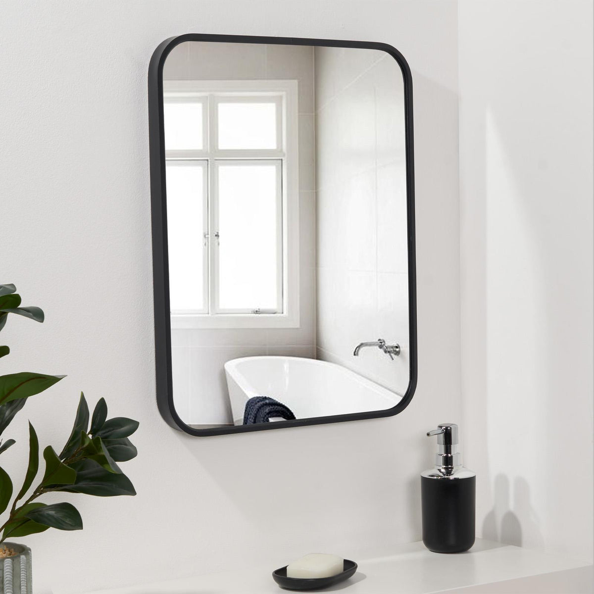 OHS Bathroom Mirror Metal Framed Vanity Wall Mounted Shower Home Decor
