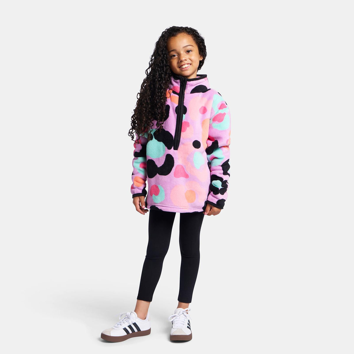 OHS Half Zip Hoodie Kids Print Oversized Sherpa Jumper Pullover Sweatshirt