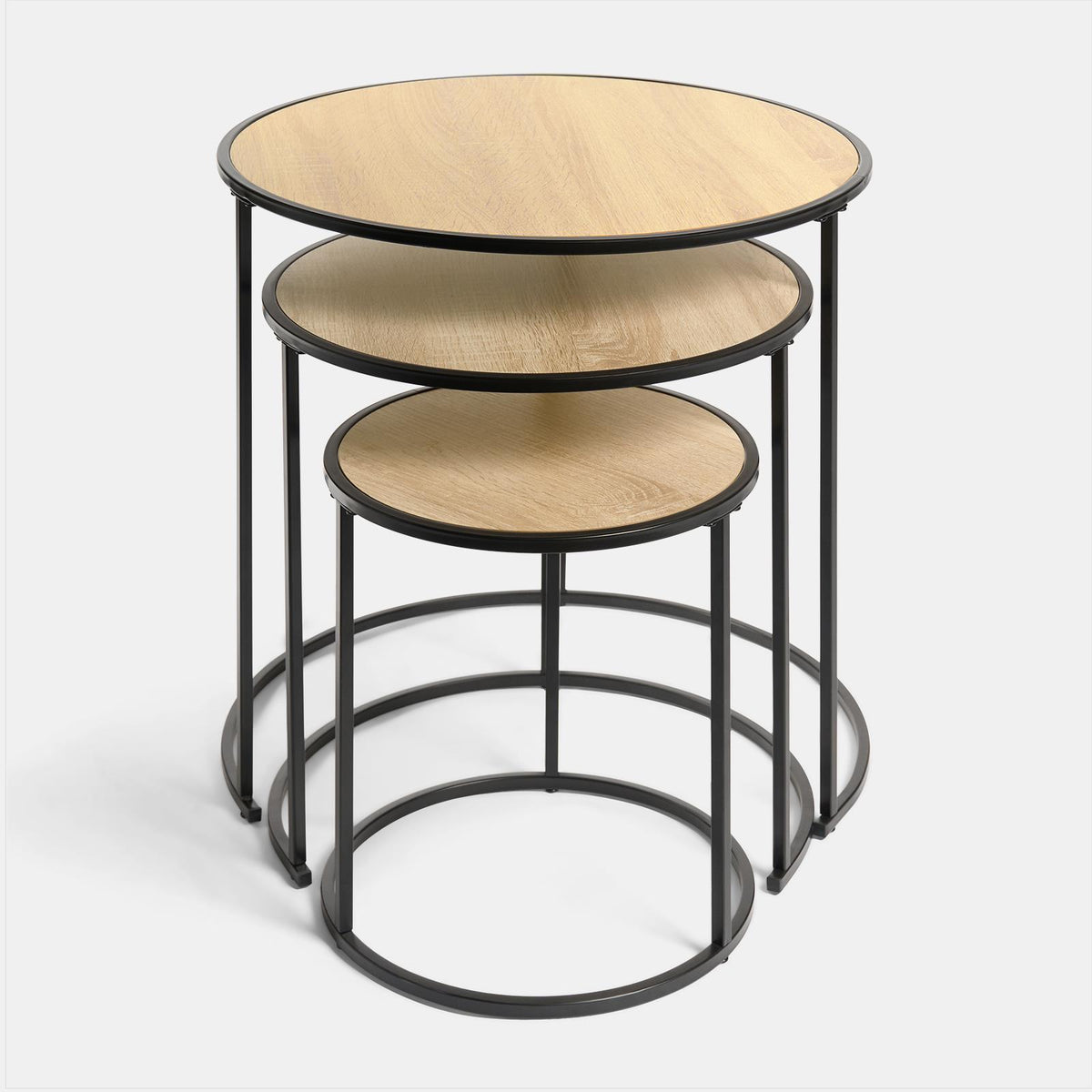 OHS Manhattan Nesting Table Stacking Coffee Side Wooden Effect Tables Set of 2/3