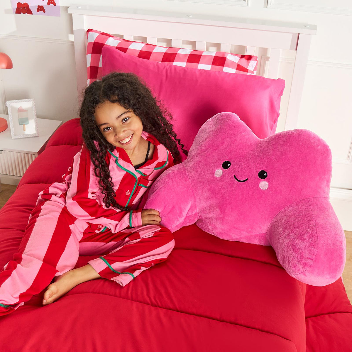 OHS Character Cuddle Cushion Soft Fleece Reading Pillow with Arms Bed Chair