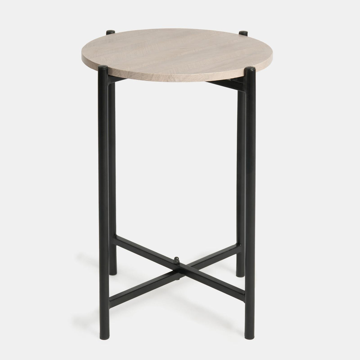 OHS Round Side Table Coffee End Tables with Metal Frame Decorative Nightstand
