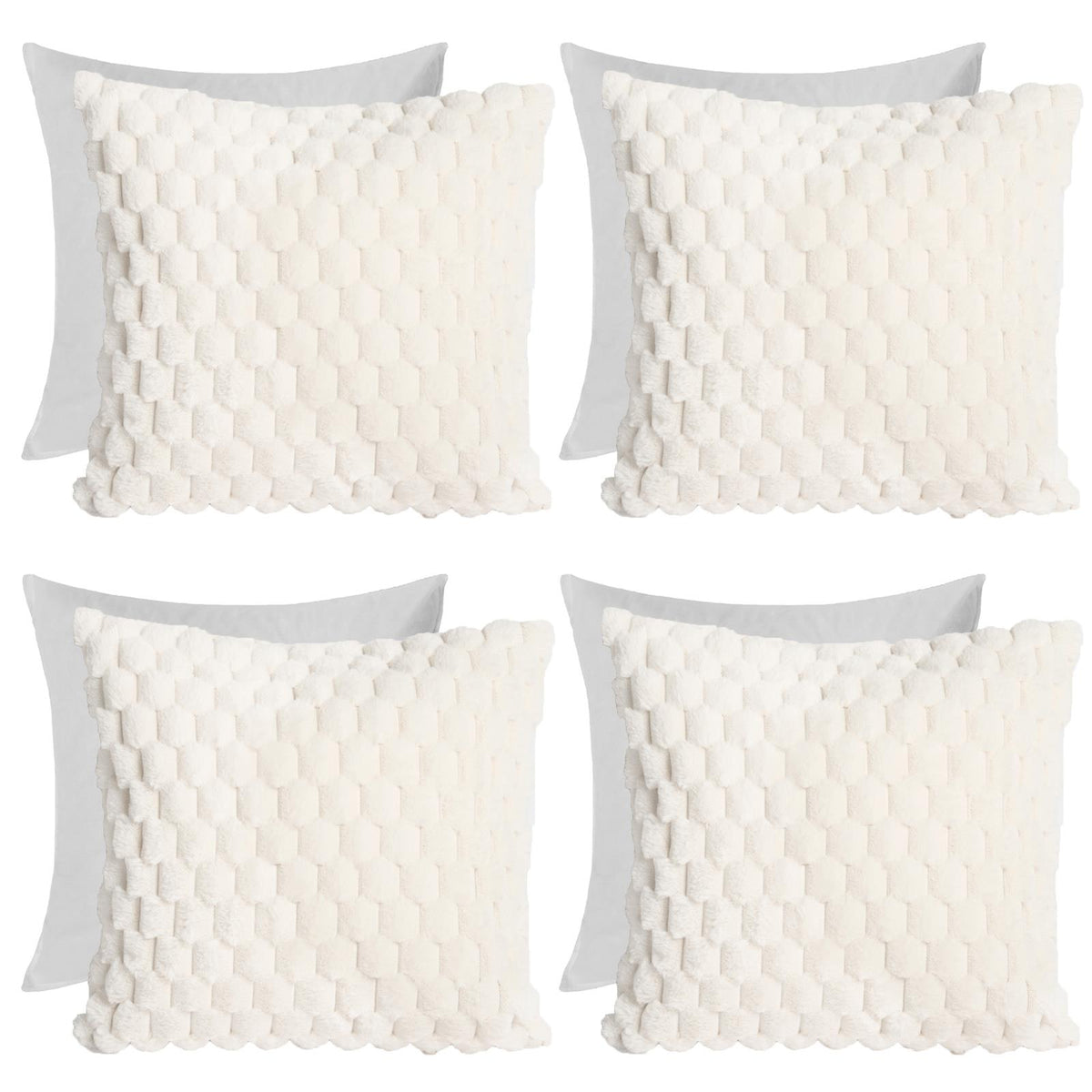 OHS Waffle Cushion Covers Faux Fur Soft Fleece Square Pillowcases Home Decor