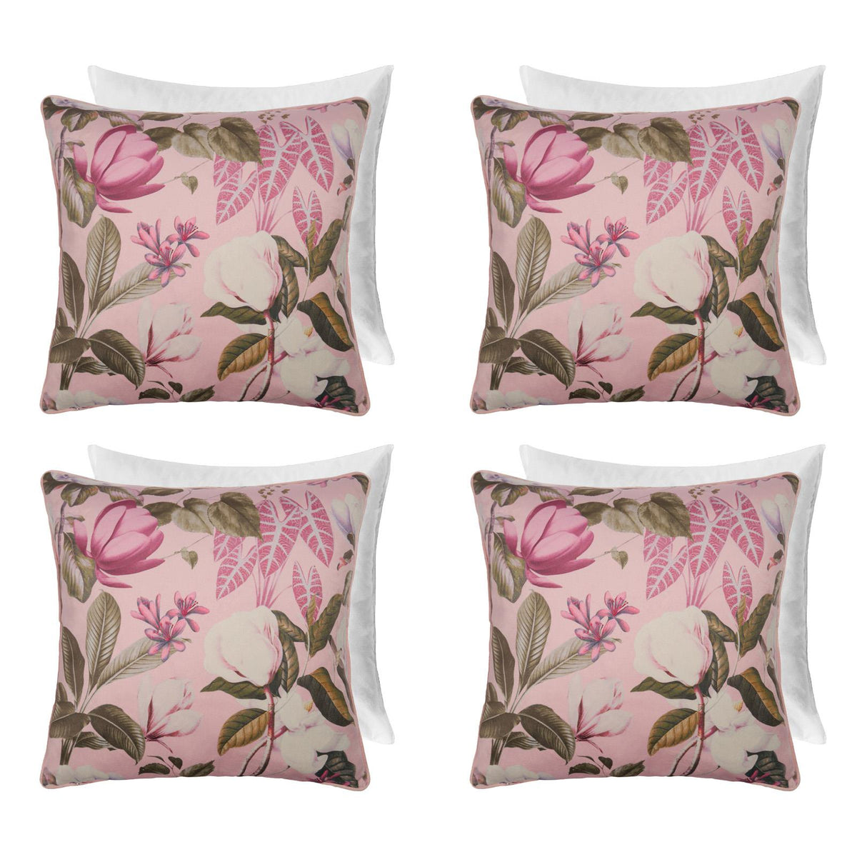 Floral Cushion Covers 2/4 Pack Sofa Couch Chair Filled Plump Seat Pads Decor Set