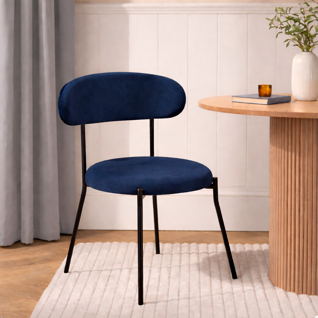 OHS Matte Velvet Dining Chair with Metal Legs Modern Upholstered Kitchen Chair
