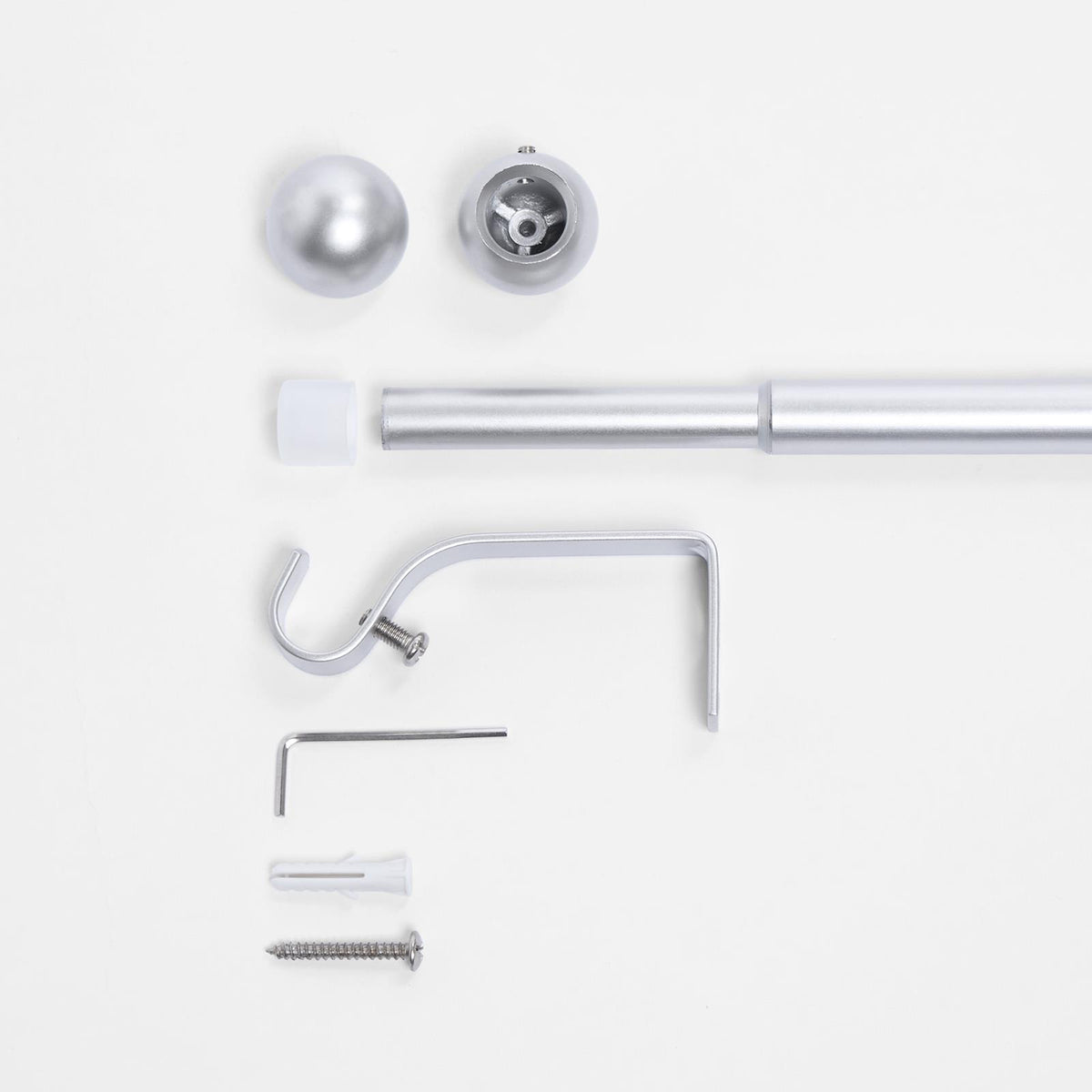 OHS 120-200cm Curtain Pole Extendable Metal 16mm Ball Trumpet Twist Finnials