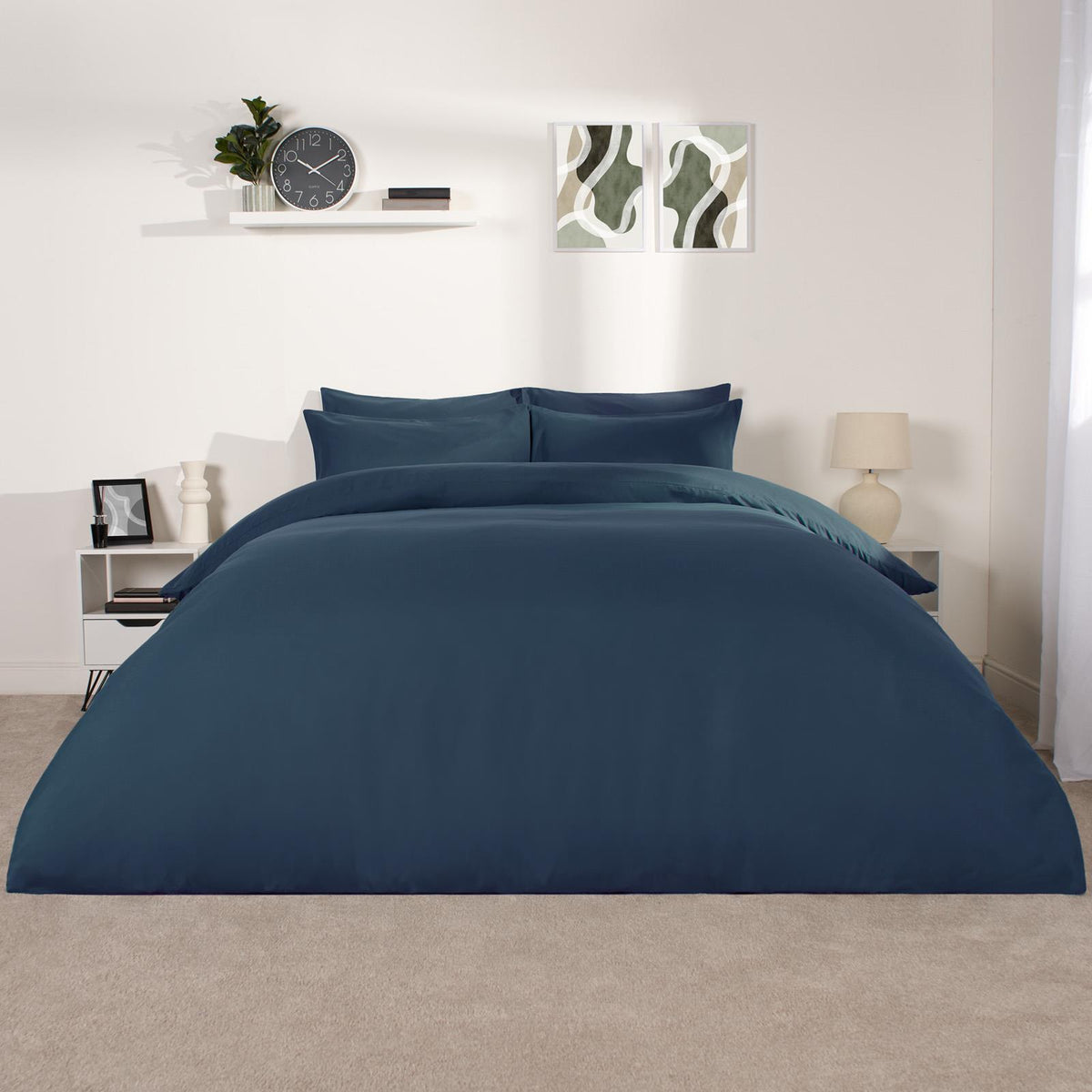 OHS Plain Duvet Cover & Pillowcase Reversible Bedding Set OR Fitted Sheet