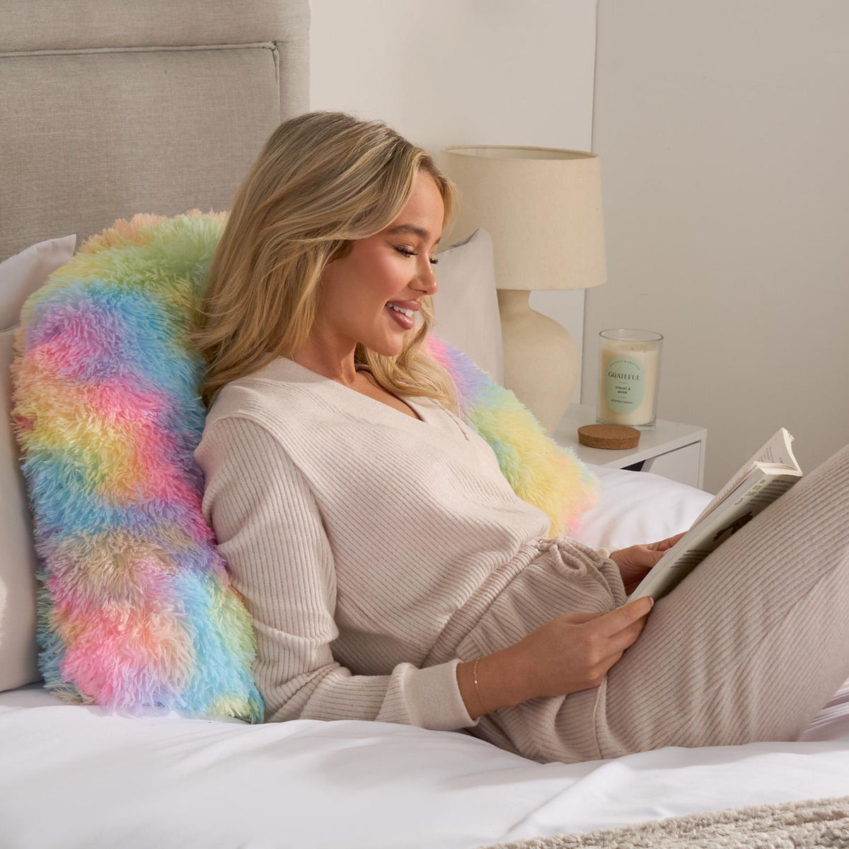 OHS Fluffy V-Shaped Pillow Filled Cushion Body Neck Support Orthopaedic