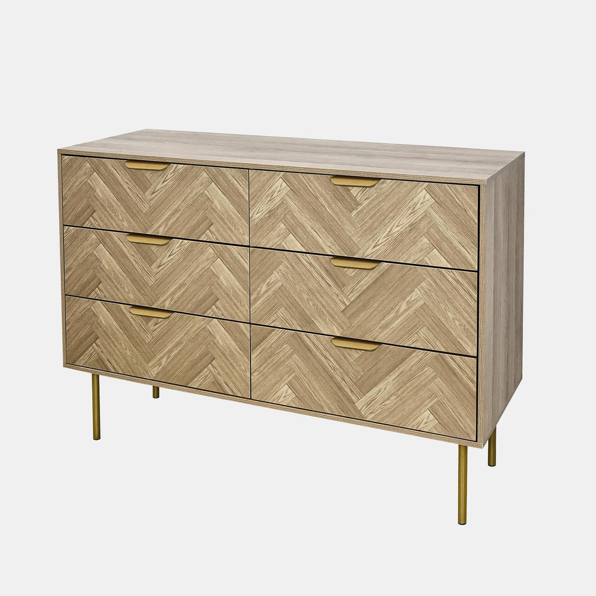 OHS Chevron Storage Unit Chest Engineered Wood 6 Drawer Cabinet Sideboard