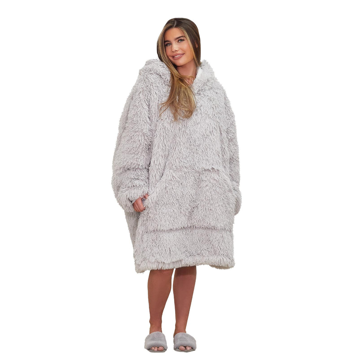 Sienna Fluffy Shaggy Hoodie Blanket Oversize Sherpa Plush Fleece Warm Soft Throw