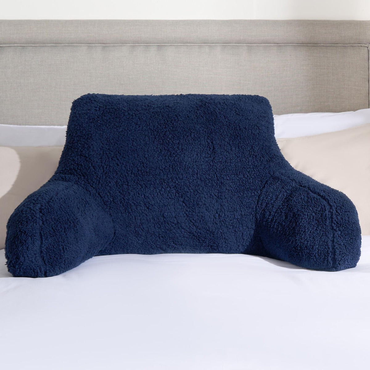 OHS Teddy Fleece Reading Pillow Cuddle Cushion with Arms Lumbar Bed Chair