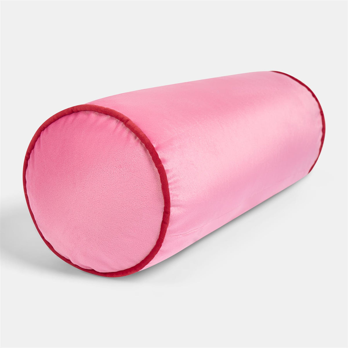 OHS Piped Edge Bolster Cushion Matte Velvet Bedroom Sofa Plump Filled Pillow