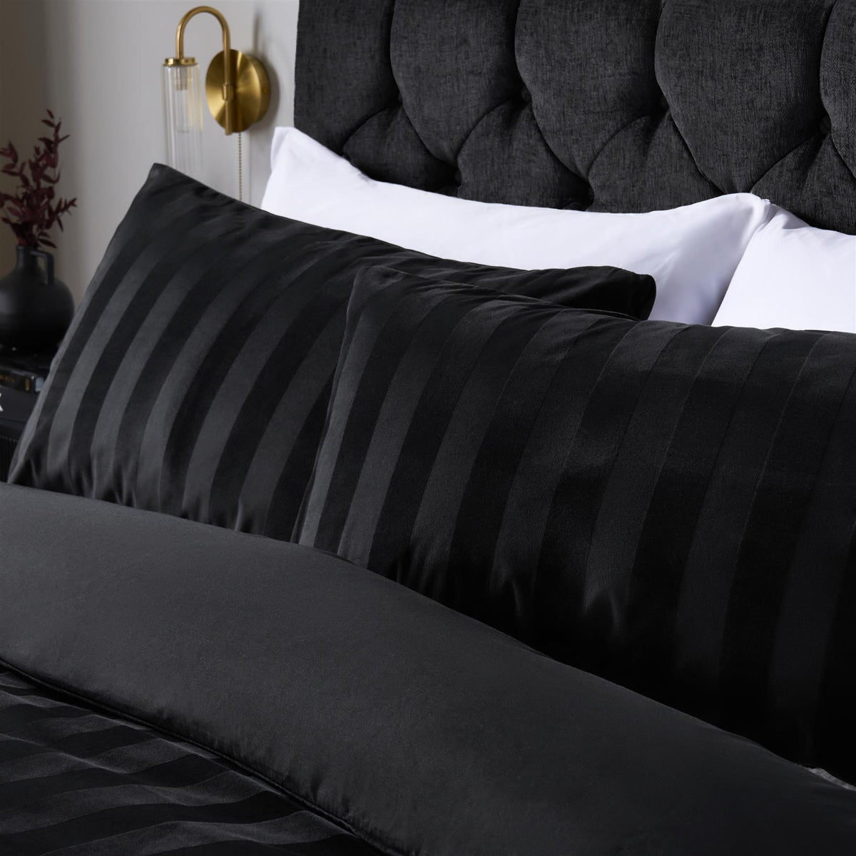 OHS Velvet Stripe Duvet Cover with Pillowcase Cosy Bedding Set