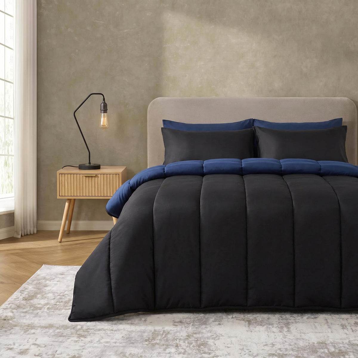 OHS Coverless Duvet & Pillowcase 10.5 Tog Bedding Set Easy Care Reversible