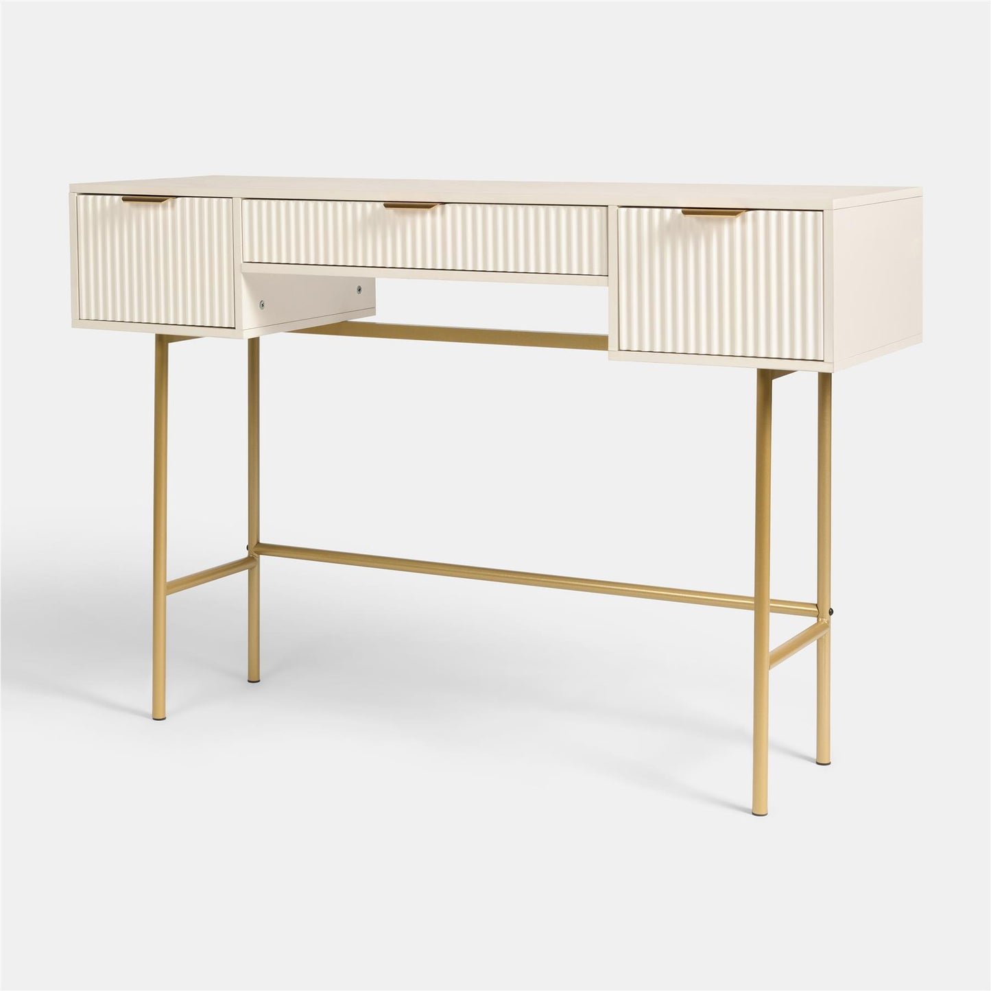OHS Ribbed Dressing Table Engineered Wood Makeup Vanity Desk with 3 Drawers