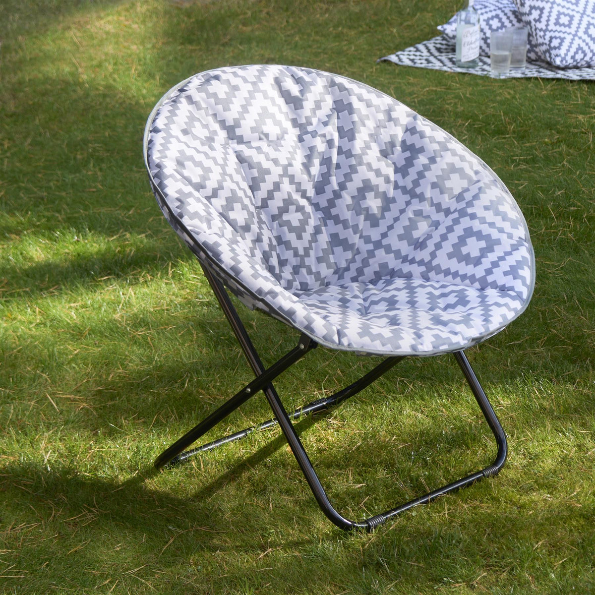 OHS Moon Camping Chair Round Folding Outdoor Garden Portable Seat